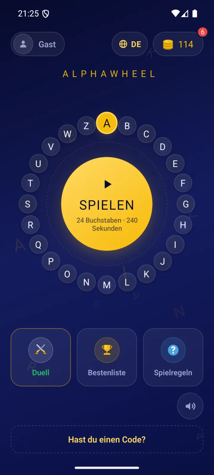 Startbildschirm mit dem Spielen-Knopf